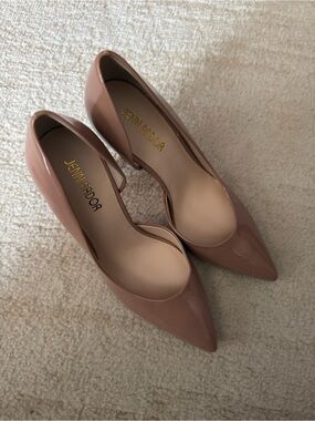 Jenn Ardor Nude Patent Pointed-Toe Pumps
